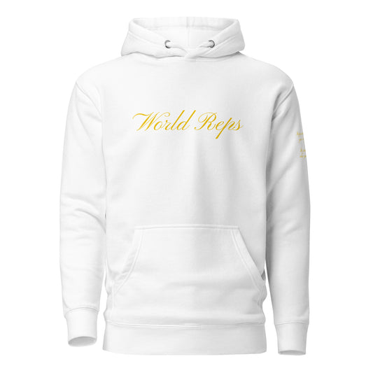 World Reps Legacy unisex fitted pullover hoodie in white, front view — World Reps Apparel