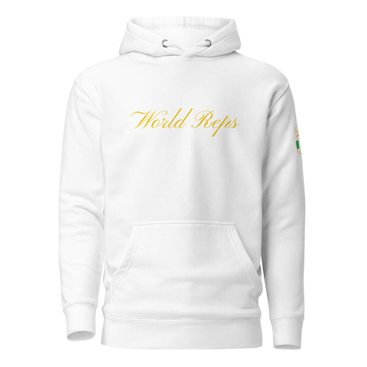 Nigeria Legacy unisex fitted pullover hoodie in white, front view — World Reps Apparel