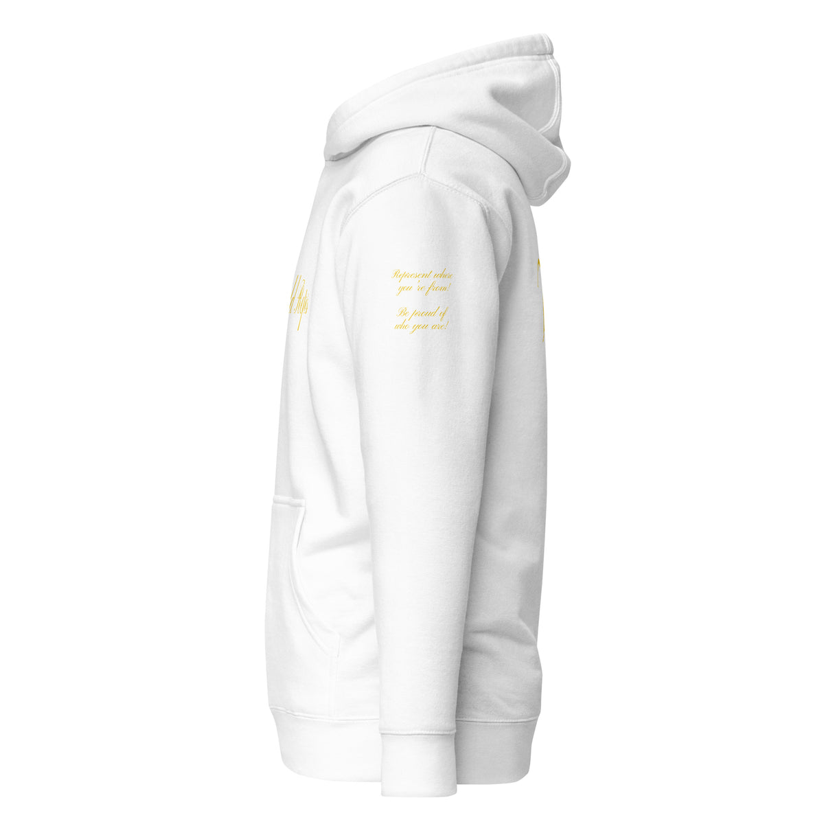 World Reps Legacy unisex fitted pullover hoodie in white, left side view — World Reps Apparel