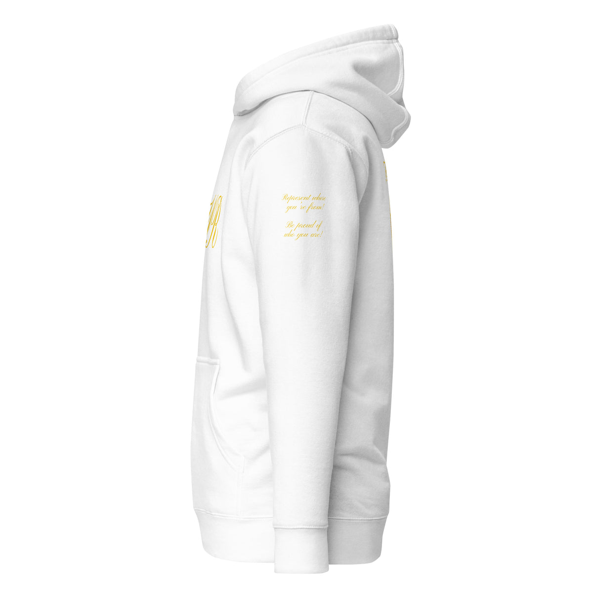 World Reps Patriot unisex fitted pullover hoodie in white, left side view — World Reps Apparel