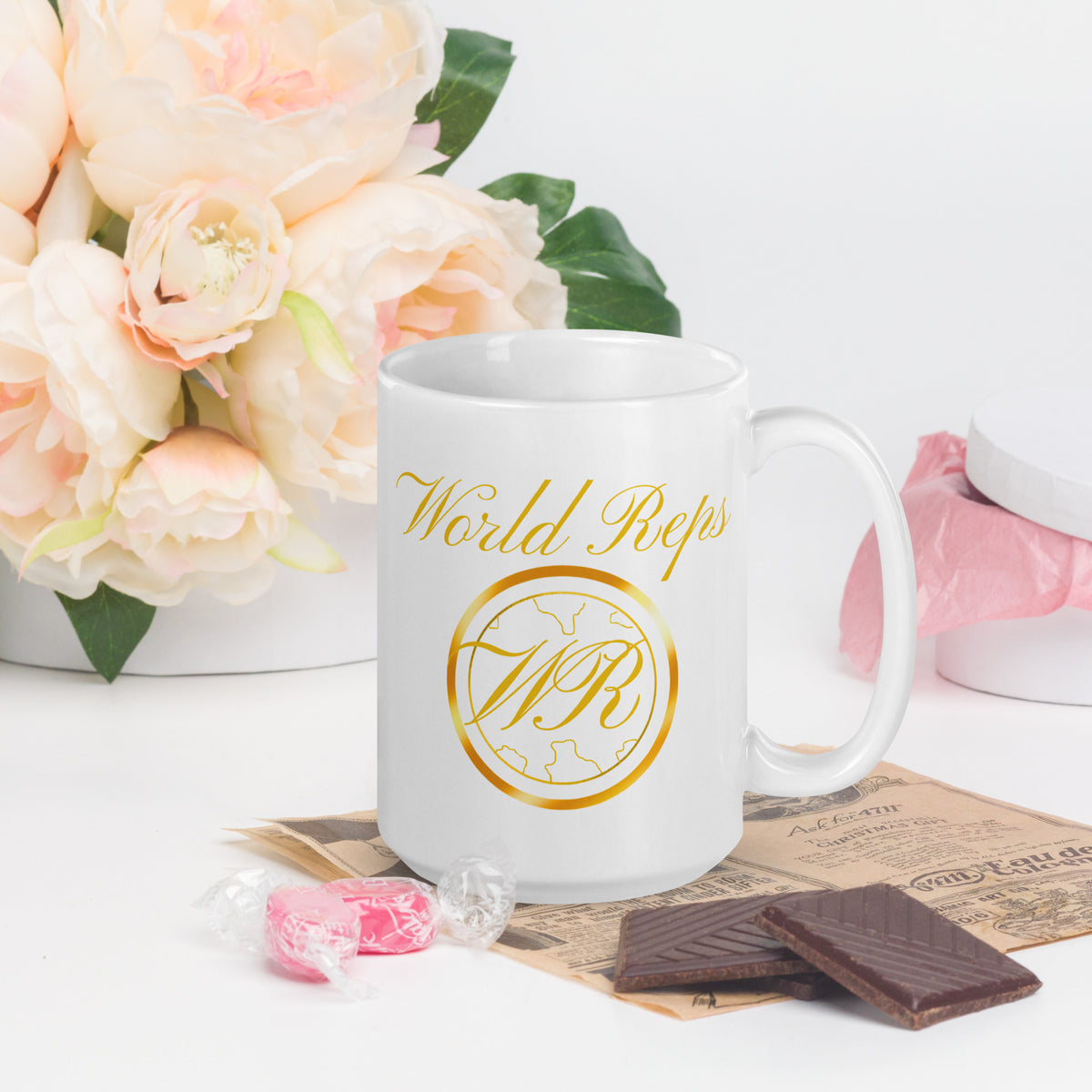 World Reps double-sided ceramic mug, 15 oz, handle on the right — World Reps Apparel