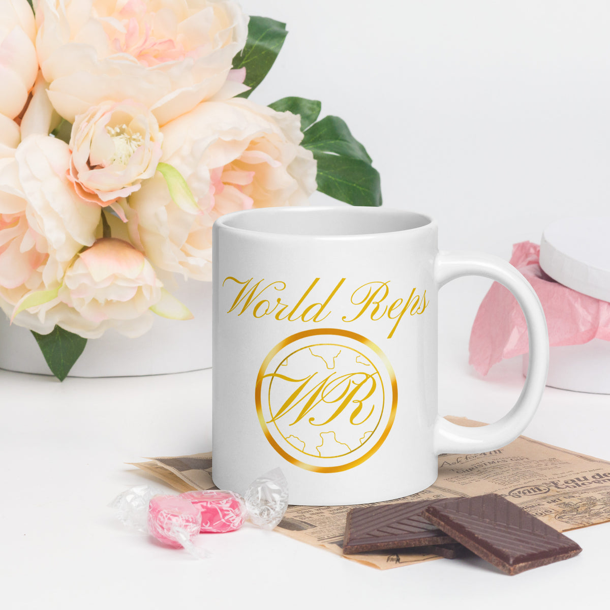 World Reps double-sided ceramic mug, 20 oz, handle on the right — World Reps Apparel