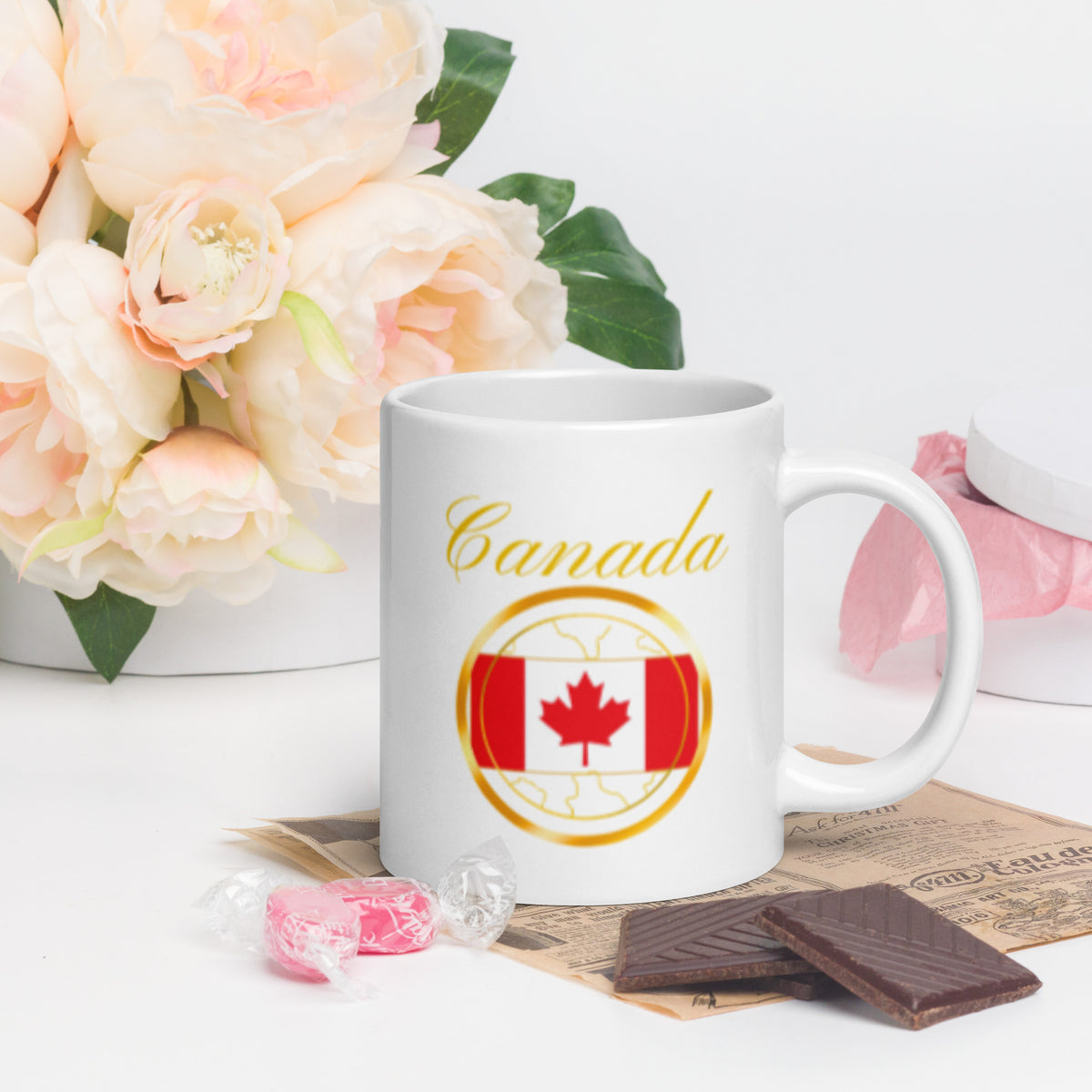 Canada flag double-sided ceramic mug, 20 oz, handle on the right — World Reps Apparel
