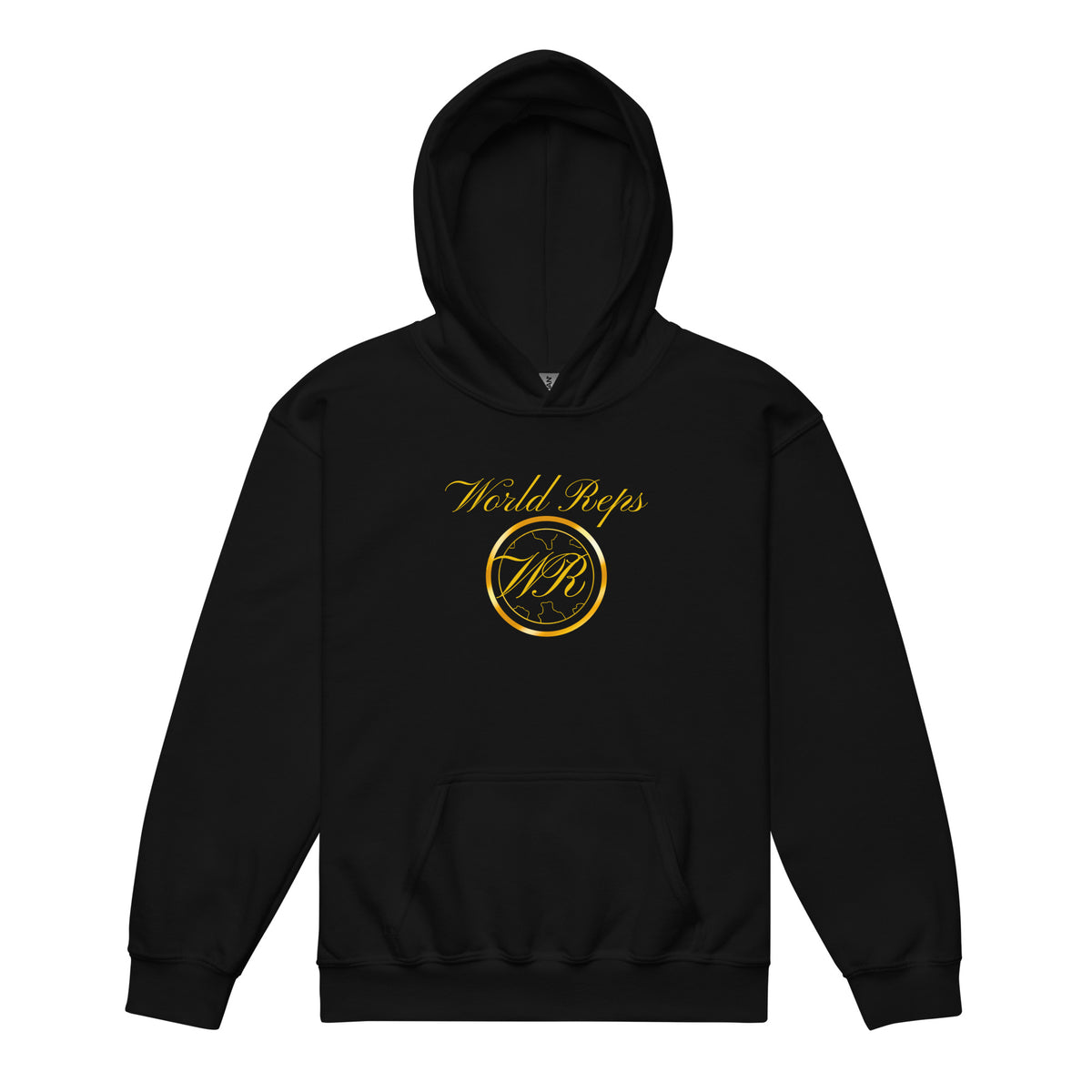 Canada Trinity kids pullover hoodie in black, front view — World Reps Apparel