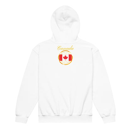 Canada Trinity kids pullover hoodie in white, back view, second image — World Reps Apparel