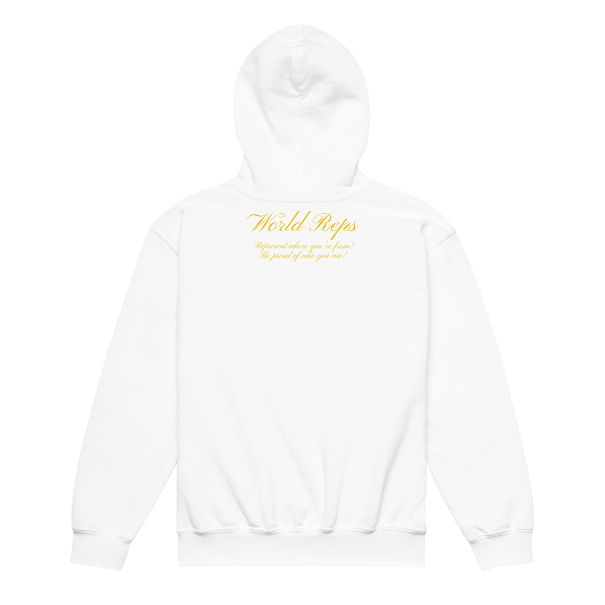 Canada Unity kids pullover hoodie in white, back view, second image — World Reps Apparel
