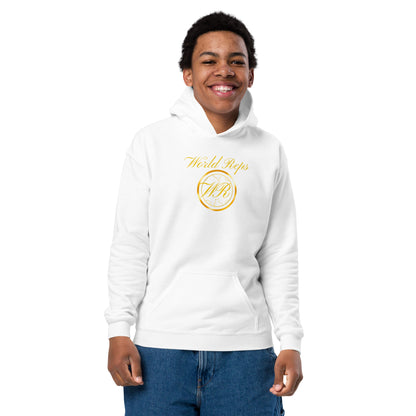 USA Trinity kids pullover hoodie in white, front view — World Reps Apparel