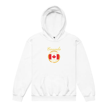 Canada Patriot kids pullover hoodie in white, front view, second image — World Reps Apparel