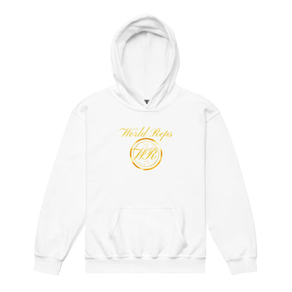 World Reps Trinity kids pullover hoodie in white, front view, second image — World Reps Apparel